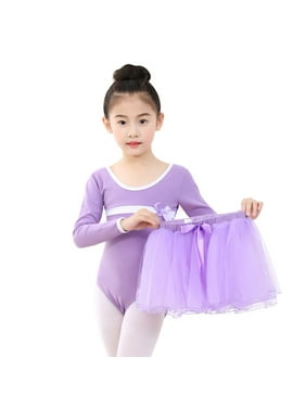 Kidsparadisy Girls Gymnastics Leotard Dance Skirt Sparkly Long Sleeve//Sleeveless Rainbow Strips Dance Dress Ballet Outfit for Kids 2-15 Years